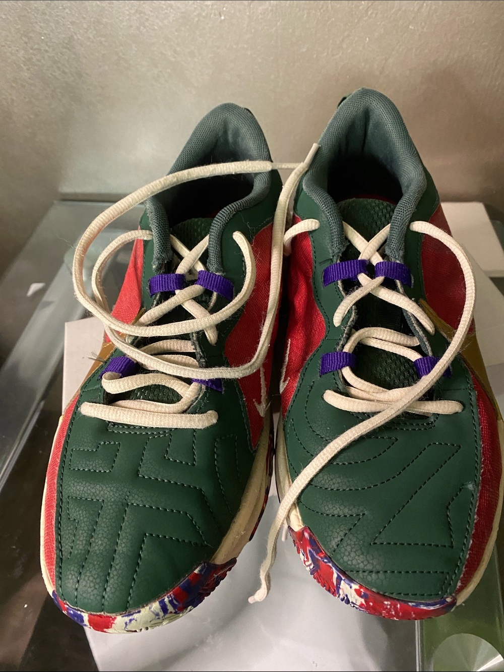 Nike Kids Multicolor Sneakers - Green/Red with Purple Accents